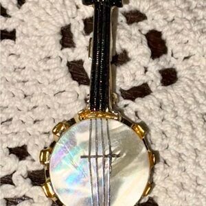 Vintage abalone Banjo Brooch